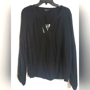 Very J Black Linen Top NWT